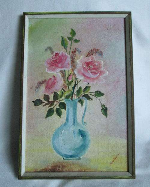 Vintage Original Framed Rose Painting - Signed, from Blisful