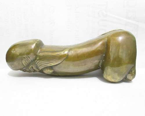 Vintage Signed Bronzed Copper Male Penis Sculpture