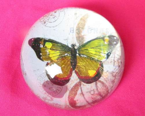 Vintage Yellow Butterfly Paperweight from Blisful