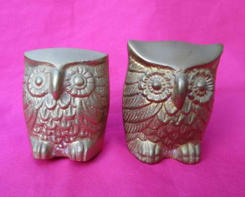 Vintage Pair of Solid Brass Owls from Blisful