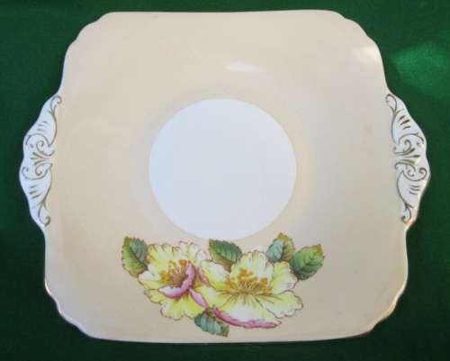 c1930-1950 English Foley Rococo Hibiscus Cake Plate from BLISFUL