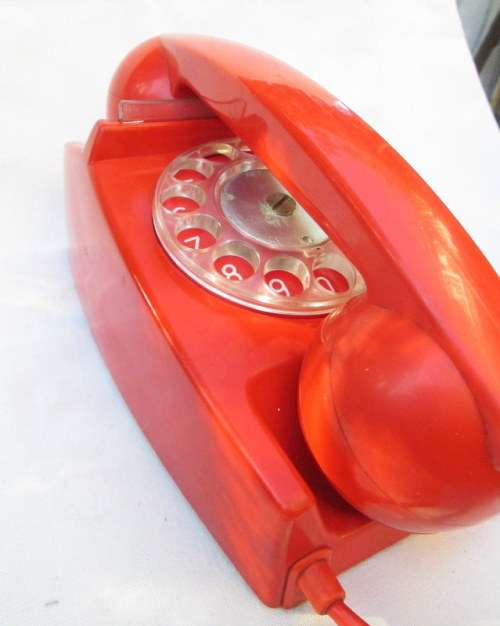 c1970's Retro Red "Hot Line" Rotary Dial Telephone from Blisful