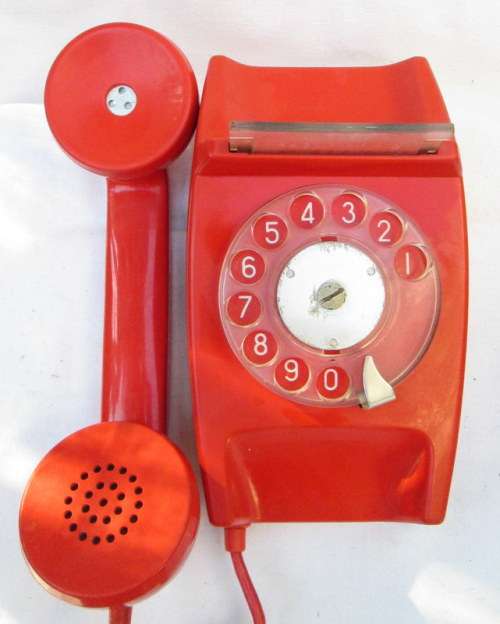 c1970's Retro Red "Hot Line" Rotary Dial Telephone from Blisful