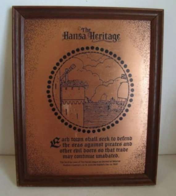 SET of 6 " HANSA HERTAGE " COPPER PLAQUES from BLISFUL