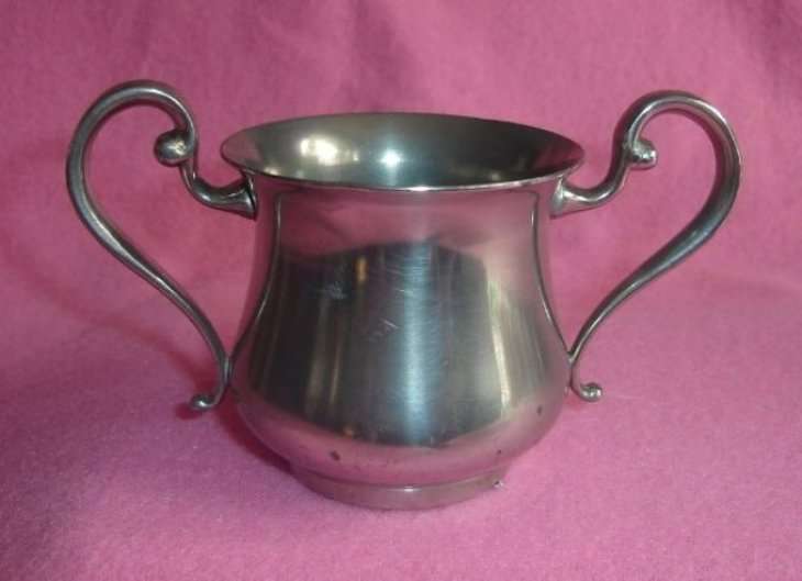 SOLID DUTCH PEWTER SUGAR POT from BLISFUL