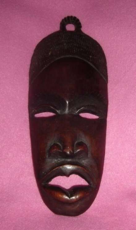 SOLID HARD WOODEN HAND CARVED AFRICAN HANGING MASK from BLISFUL