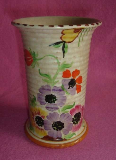 BRITISH HAND PAINTED SIGNED FLORAL POTTERY VASE from BLISFUL