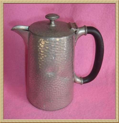 VINTAGE ENGLISH ARGENT HAMMERED PEWTER HOT WATER POT from BLISFUL