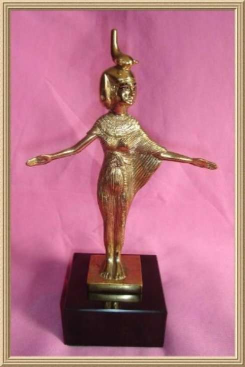 STAUTUE of EGYPTIAN GODDESS SELKET in 23kt GOLD LEAF limited edition 376 of 998 from BLISFUL