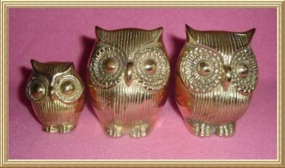 3 X SOLID BRASS OWLS from BLISFUL