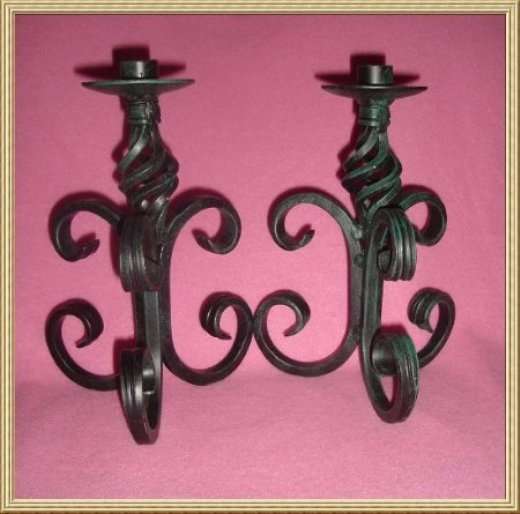 PAIR of WROUGHT IRON CANDLE HOLDERS from BLISFUL