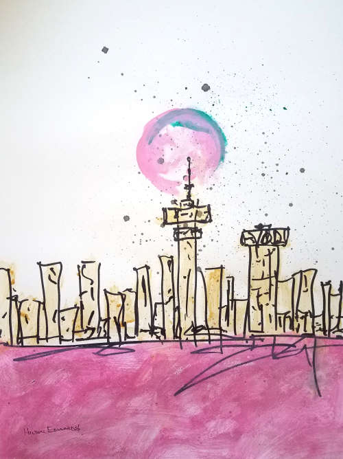ART SALE - HILTON EDWARDS - CITYSCAPE - GALLERY RETAIL R4 000