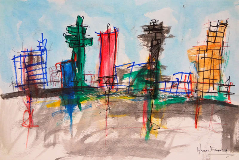 Hilton Edwards Abstract Art Painting - cityscape
