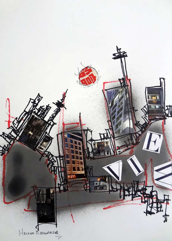 Hilton Edwards Abstract Art Painting - cityscape Gallery Retail R4 000