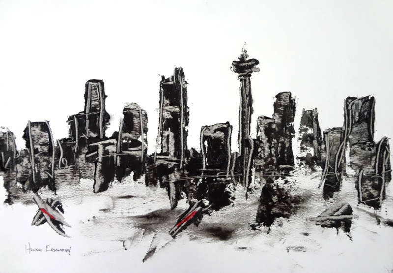 Hilton Edwards Abstract Art Painting - cityscape Gallery Retail R4 000