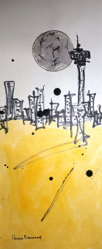Hilton Edwards Abstract Art Painting - cityscape Gallery Retail R2 000