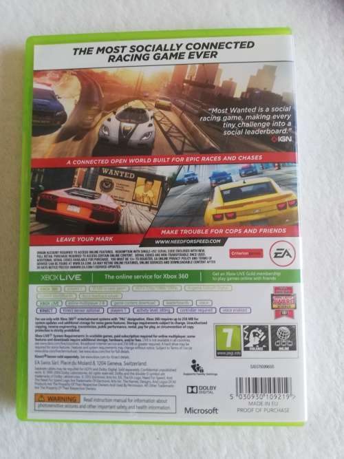 Xbox 360 games need for Speed most wanted game