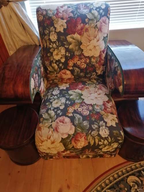 Antique Art deco lounge set three seater sofa with 2 x one seaters
