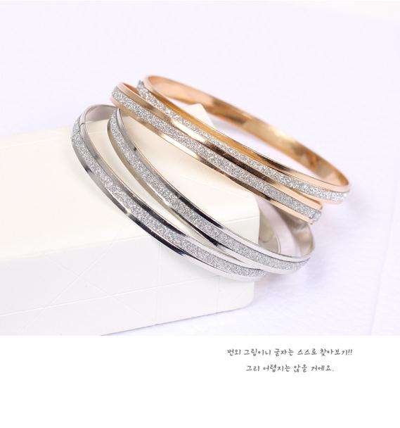 Fashion double ring matte rose gold,Silver bracelet for one pair