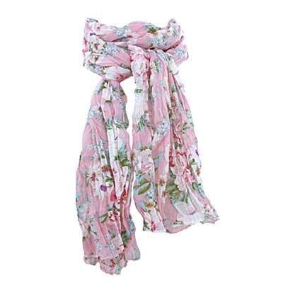 Floral Chiffon Scarf - Pink, Pistacchio and Green