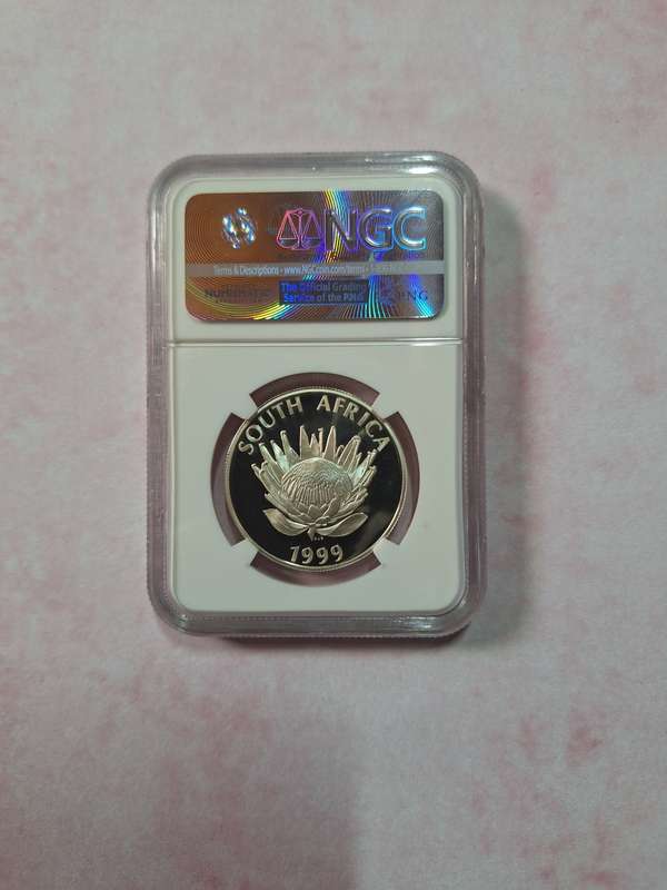 1999 SOUTH AFRICAN SILVER R1 - MINE TOWER PF69 ULTRA CAMEO