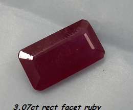 WOW !!! HUGE 3.07ct RECTANGULAR RUBY -100% NATURAL