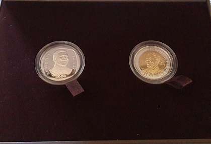 NELSON MANDELA R5 PROOF LIKE LAZER FROSTED COMMEMORATIVE SET+C.O.A SEALED