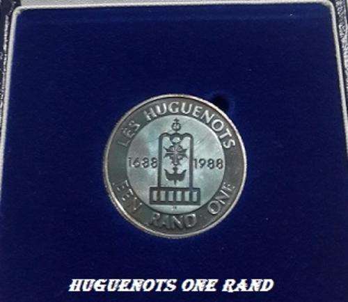 LES HUGUENOTS ONE RAND COIN 1688-1988 - S A MINT BOX