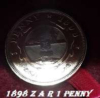 117 YEARS OLD -1898 Z A R 1 PENNY -WOODEN DISPLAY CASE
