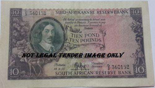 1955 TEN POUNDS / TIEN POND NOTE MH DE KOCK