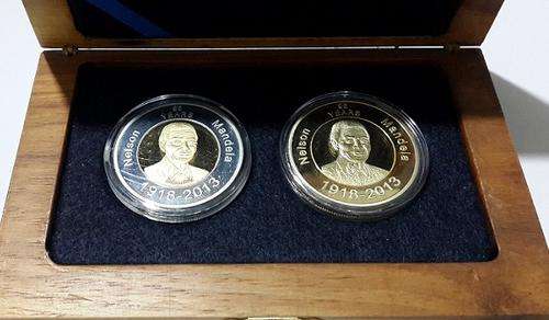 FIRST EVER -- MANDELA 95 YEARS TWIN SET+ WOODEN DISPLAY CASE - WOW !! WOW !!