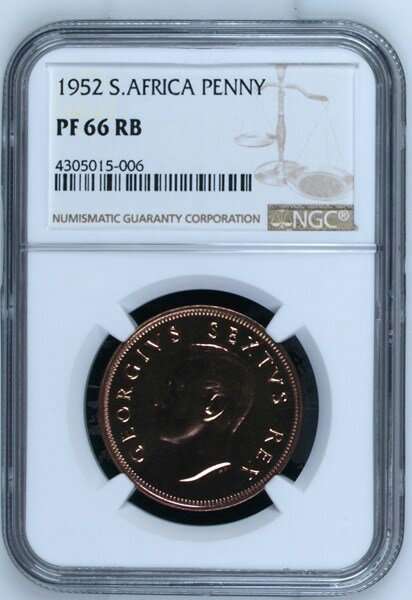PF66RB - 1952 SOUTH AFRICAN PENNY - NGC NEW LABEL