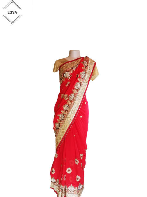 Stunning Red Heavy Work Border Saree