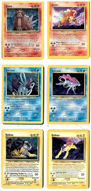 Legendary Beasts shiny and non shiny neo revelations 6 cards in total
