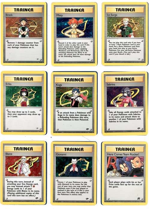 gym trainer card set shiny and non shiny gym challenge + bonus card 18 cards in total