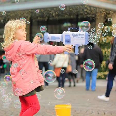 Rocket Launcher Bubble Machine 60 Hole Bubble Toy- Children`s Bubble Gun for Summer Outdoor