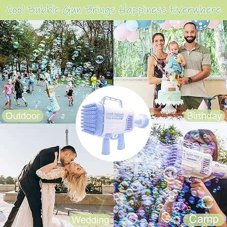 Rocket Launcher Bubble Machine 60 Hole Bubble Toy- Children`s Bubble Gun for Summer Outdoor