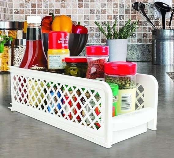2 Tier Portable Sliding Basket Drawers Storage Cabinet Box (White)