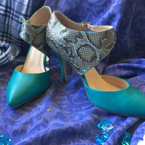 Black Cherry Turquoise Snake Skin Shoes