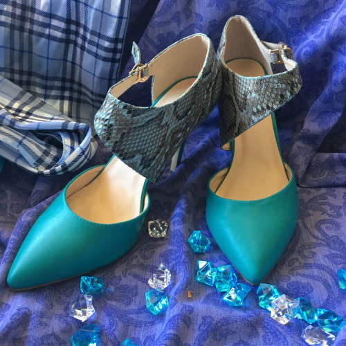 Black Cherry Turquoise Snake Skin Shoes