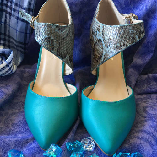 Black Cherry Turquoise Snake Skin Shoes