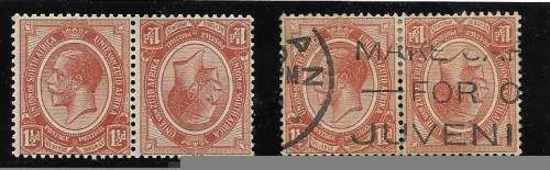 UNION OF SOUTH AFRICA. 1913 King's Heads MNH and Used Tete-Beche