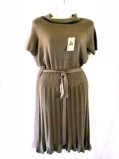 Olive Green Turtleneck Jersey Dress 36/38