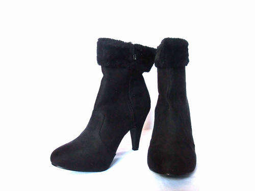 Black Ankle Boot With Fur Trim Size: 5