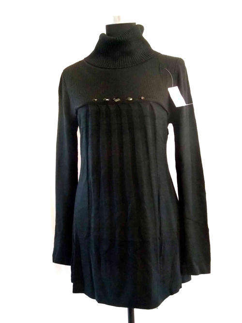 TURTLENECK LONG SWEATER DRESS/TOP BLACK