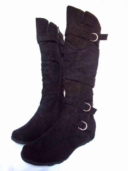 BLACK FLAT BUCKLE BOOTS Sizes 4 - 7