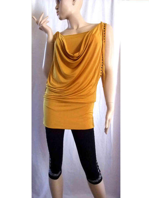 Multi Layered Drop Front  English Mustard Top/Dress 36/38