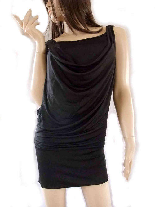 Multi Layered Drop Front  Black Top/Dress 36/38