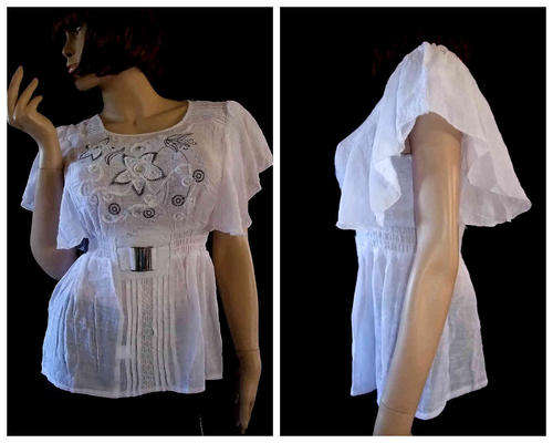Beautiful Flutter Sleeve White Top 36/38
