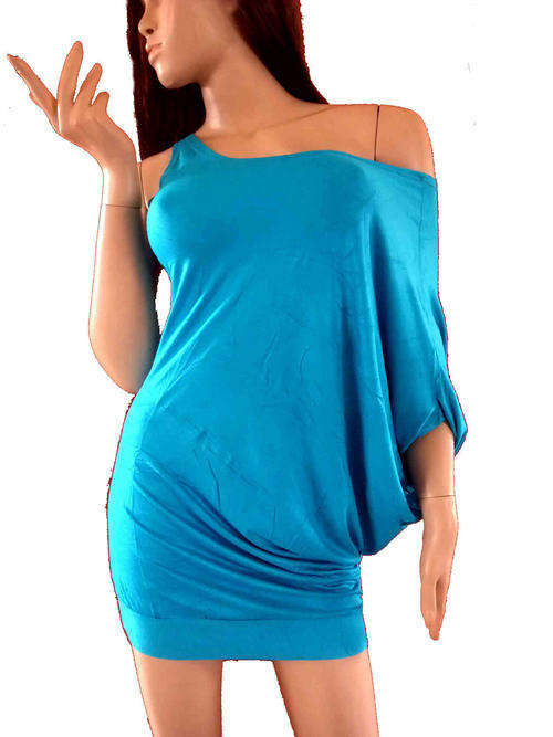 Drop Shoulder Trendy Top Ocean Blue 34/36